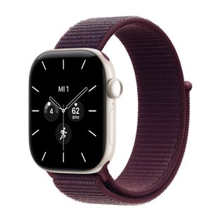 Apple Watch S12 Cellular 42mm Pearl White Ceramic Case with Burgundy Plaid Sport Loop