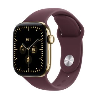 Apple Watch S12 Cellular 42mm Radiant Gold Titanium Case with Burgundy Sport Band - S/M