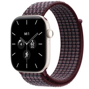 Apple Watch S12 Cellular 46mm Pearl White Ceramic Case with Burgundy Plaid Sport Loop