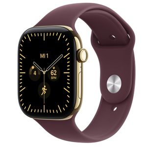 Apple Watch S12 Cellular 46mm Radiant Gold Titanium Case with Burgundy Sport Band - S/M