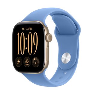 Apple Watch S12 GPS 42mm Light Gold Aluminium Case with Wildflower Blue Sport Band - S/M