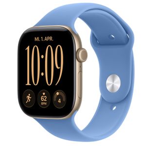 Apple Watch S12 GPS 46mm Light Gold Aluminium Case with Wildflower Blue Sport Band - S/M