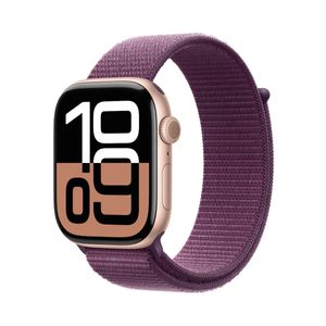 Apple Watch Series 10 GPS + Cellular 46mm Rose Gold Aluminium Case with Plum Sport Loo