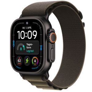 Apple Watch Ultra 4 Cellular 49mm Black Titanium Case with Dark Olive Alpine Loop - Small