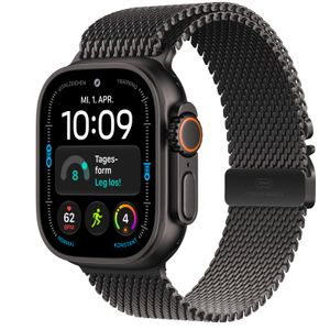 Apple Watch Ultra 4 Cellular 49mm Black Titanium Case with Black Titanium Milanese Loop - Small