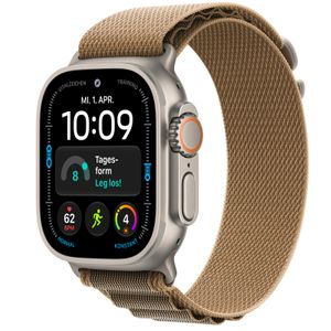 Apple Watch Ultra 4 Cellular 49mm Natural Titanium Case with Desert Alpine Loop - Small