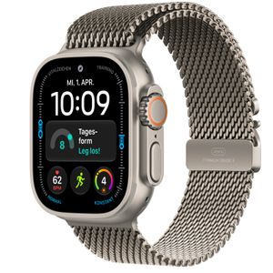 Apple Watch Ultra 4 Cellular 49mm Natural Titanium Case with Natural Titanium Milanese Loop - Small