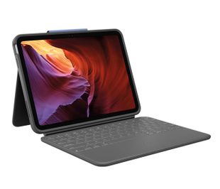 Logitech Rugged Folio Ultra-protective keyboard case with Smart Connector for iPad (10th gen) - Oxford Grey - US