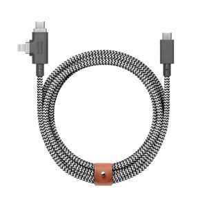 Native Union Belt Cable Duo Pro USB-C to USB-C/Lightning 240W 2,4m - Zebra