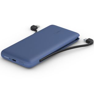 Belkin BOOST CHARGE Plus 10K USB-C Power Bank with Integrated Cables - Blue
