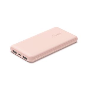 Belkin BOOST CHARGE (10000 mAH) Power Bank with USB-C 15W - Dual USB-A - 15cm USB-A to C Cable - Pink
