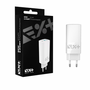 Next One 65W 2x USBC, 1x USB A Wall Charger - White