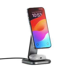 Satechi 2-in-1 Foldable Qi2 Wireless Charging Stand - Space Gray