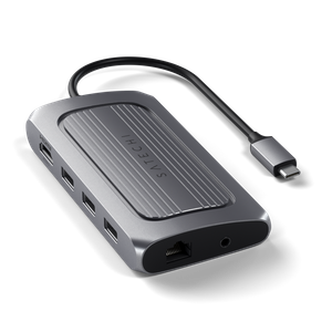 Satechi Aluminium USB4 Multiport Adapter w 8K HDMI (1x8K HDMI/30Hz, USB-C PD 100W, Ethernet, 2xUSB-A 3.2, 1xUSB-A 2.0, Micro/SD, 3.5mm audio) - Space Grey