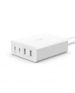 Belkin BoostCharge Pro 108W 4-Ports USB GaN Desktop Charger (Dual C and Dual A) and 2M Cord - White