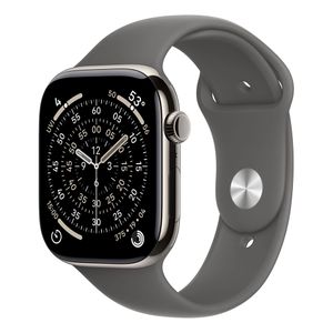 Apple Watch S11 Cellular 46mm Natural Titanium Case with Stone Grey Sport Band - M/L
