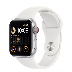 Apple Watch SE (v2) GPS + Cellular 40mm Silver Aluminium Case with White Sport Band - Regular