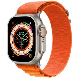Apple Watch Ultra GPS + Cellular, 49mm Titanium Case with Orange Alpine Loop - Medium