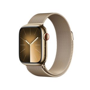 Apple Watch Series 9 Cellular 41mm Gold Stainless Steel Case w Gold Milanese Loop
