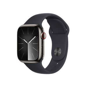 Apple Watch Series 9 Cellular 41mm Graphite Stainless Steel Case w Midnight Sport Band - S/M