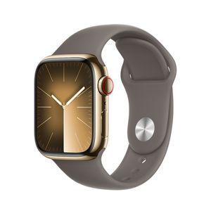 Apple Watch Series 9 Cellular 45mm Gold Stainless Steel Case w Clay Sport Band - S/M