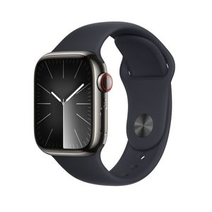 Apple Watch Series 9 Cellular 45mm Graphite Stainless Steel Case w Midnight Sport Band - S/M