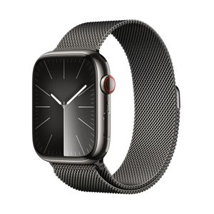 Apple Watch Series 9 Cellular 45mm Graphite Stainless Steel Case w Graphite Milanese Loop
