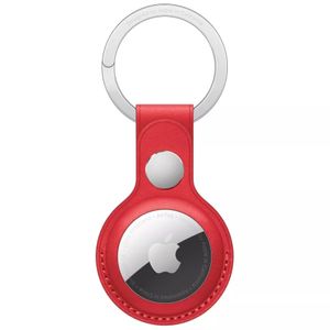 Apple AirTag Leather Key Ring Red
